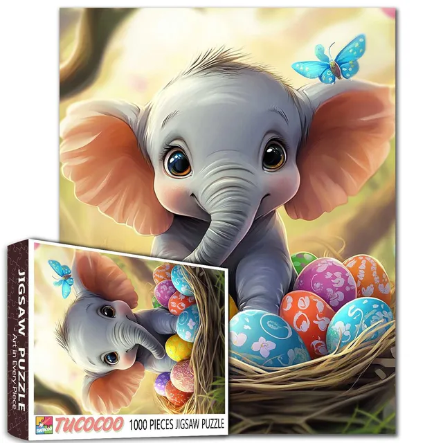tucocoo-easter-bunny-elephant-puzzle-1000-teile image 1