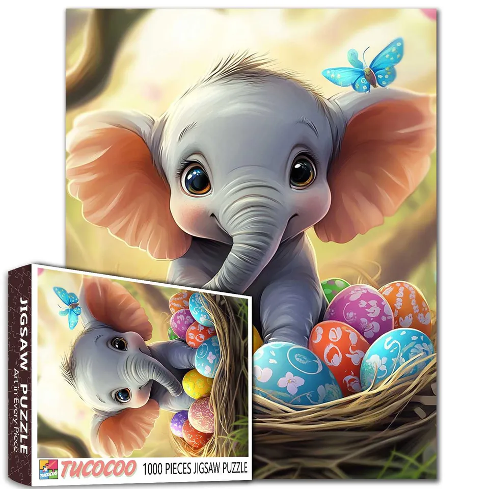 tucocoo-easter-bunny-elephant-puzzle-1000-teile image 1