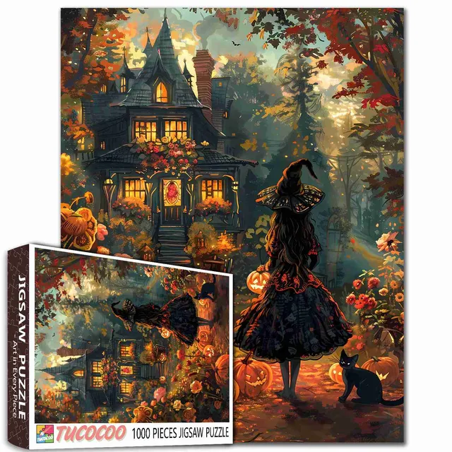 tucocoo-halloween-witch-cat-puzzle-1000-teile-hexe image 1