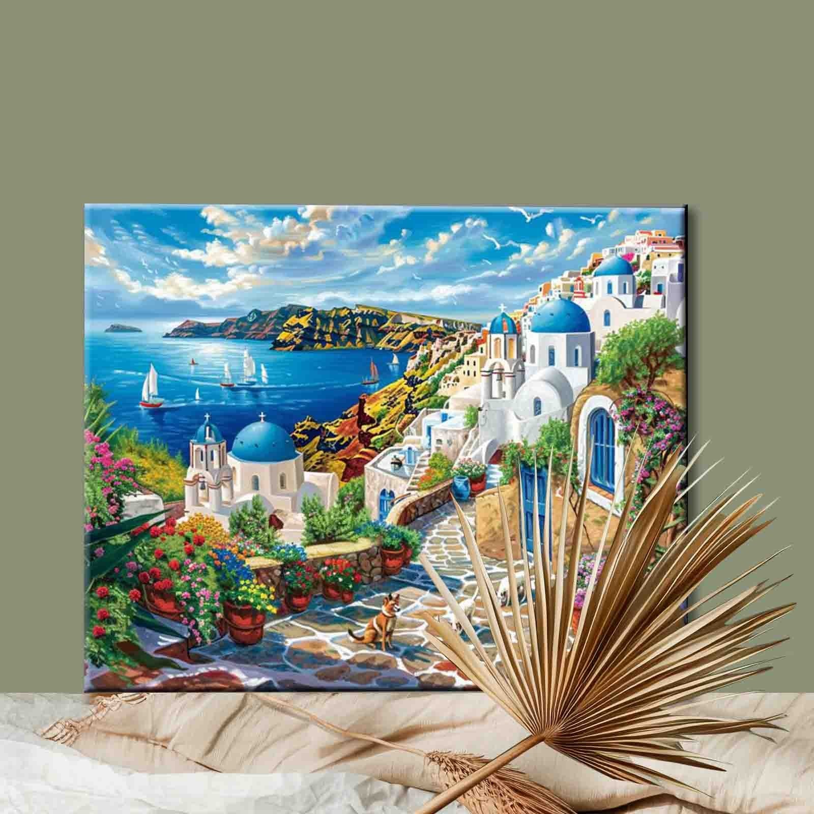 tucocoo-paint-by-numbers-santorini-cliffside-village-malen-nach-zahlen image 2
