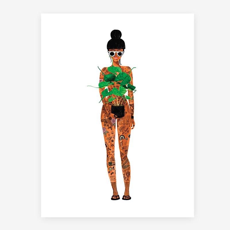 all-the-ways-to-say-naked-girl-with-a-plant-poster-aquarell-frau image 1