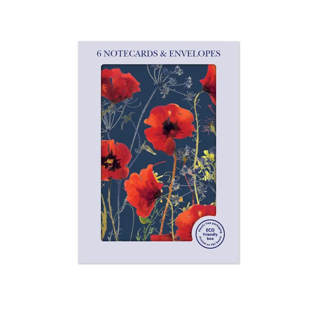 otter-house-stationery-gift-notizkarten-mohn-aquarell-6er-pack image 1