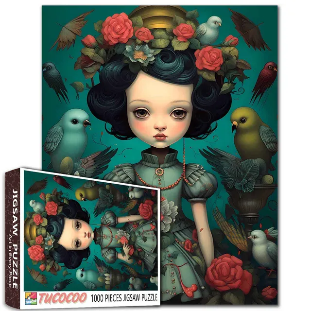 tucocoo-floral-princess-with-birds-puzzle-1000-teile-rosen image 1