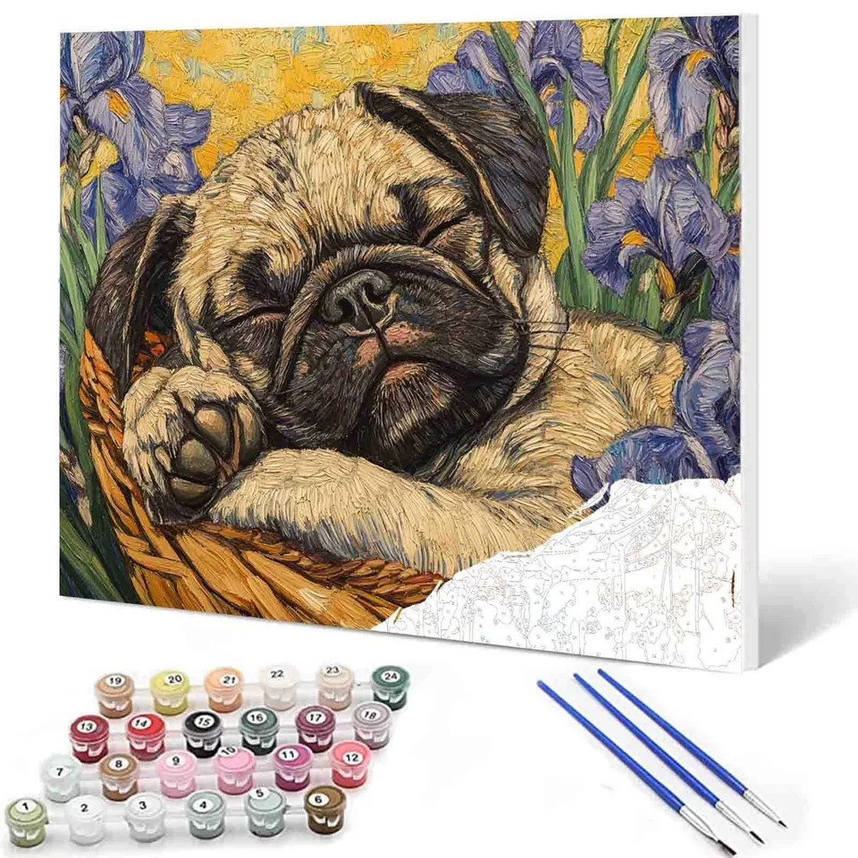 tucocoo-sleeping-pug-in-basket-malen-nach-zahlen-40x50-ohne-rahmen image 1