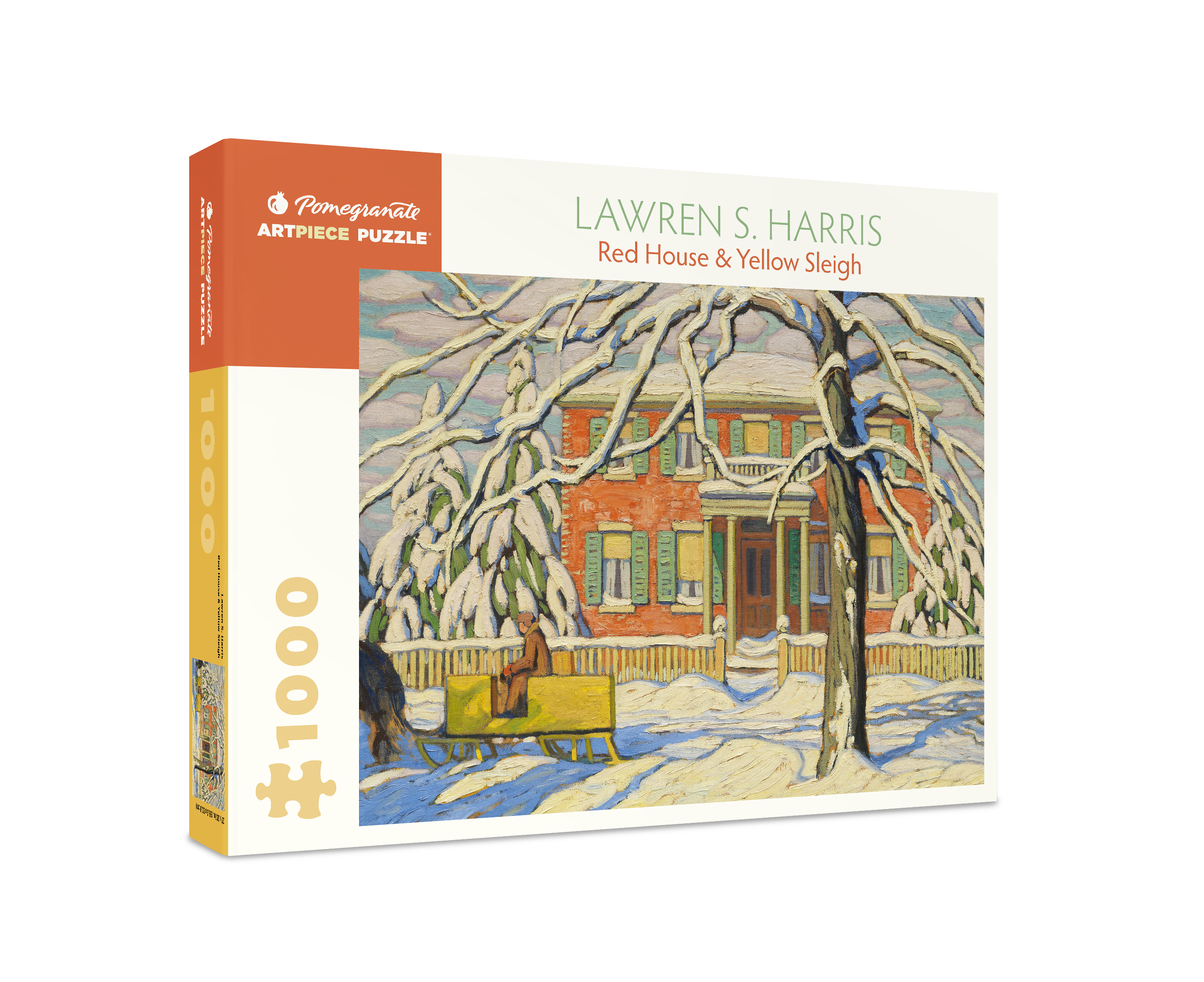 pomegranate-red-house-and-yellow-sleigh-puzzle-1000-teile-winter image 1