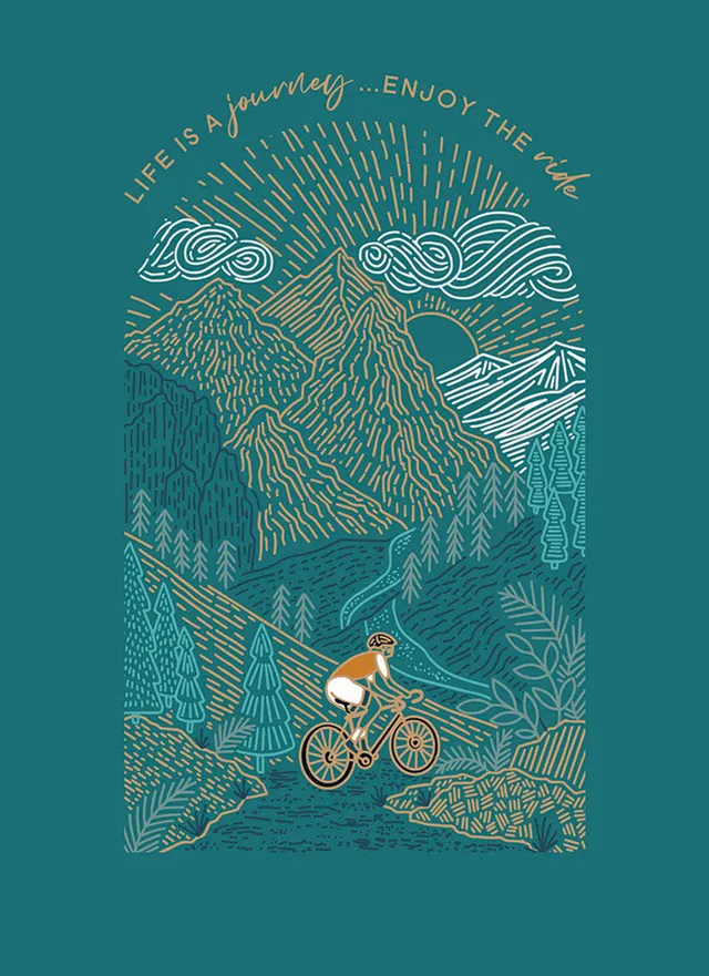 otter-house-elliott-cyclist-geburtstagskarte-fahrrad-goldfolie image 1