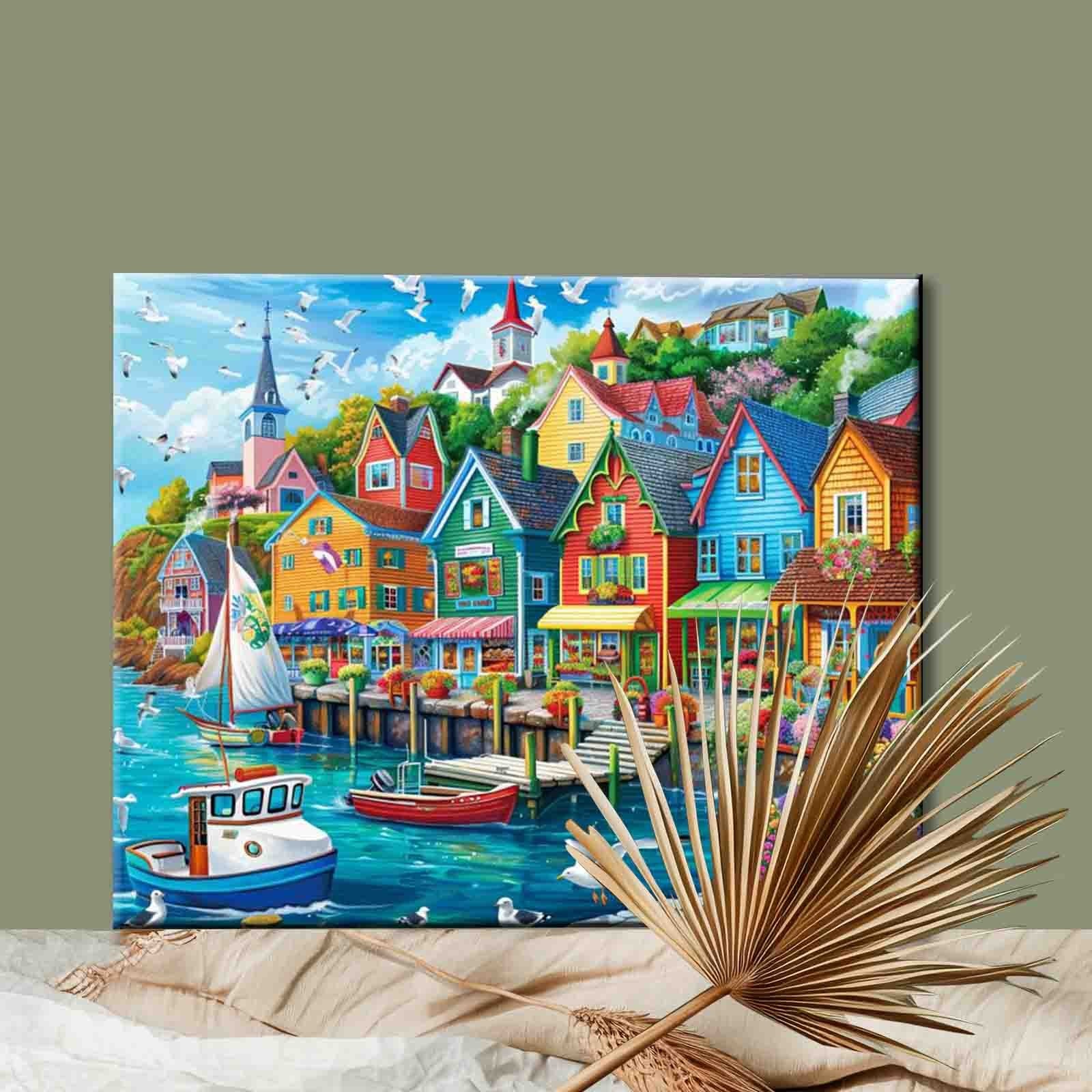 tucocoo-colorful-harbor-town-malen-nach-zahlen-40x50-ohne-rahmen-hafen image 2