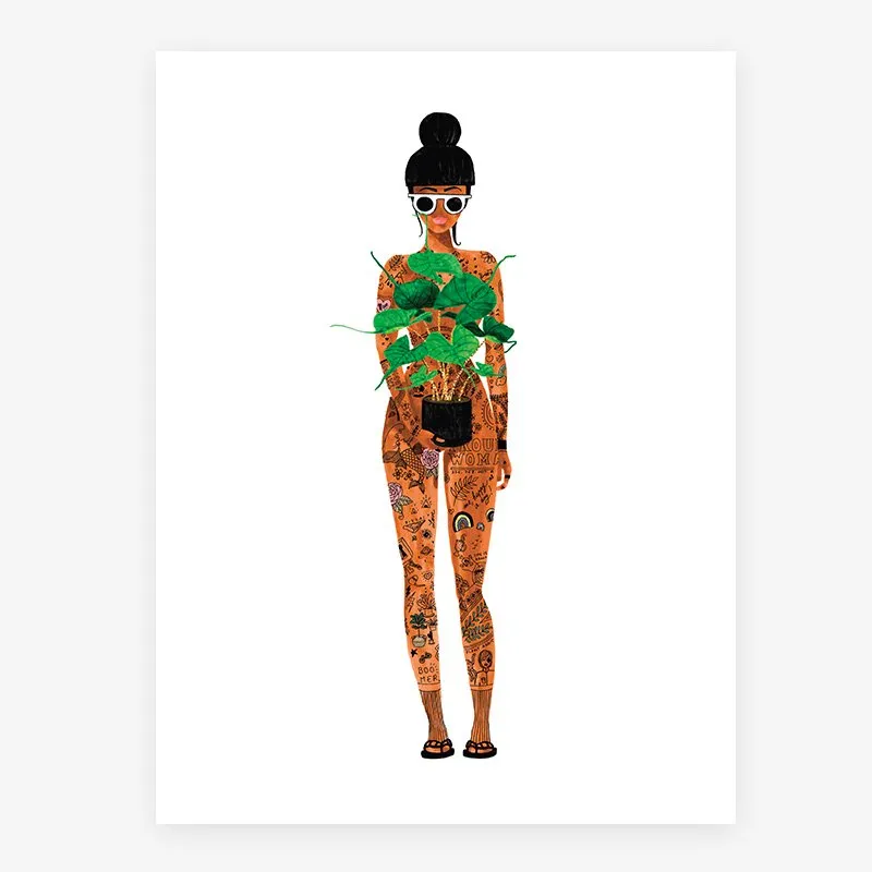 all-the-ways-to-say-naked-girl-with-a-plant-poster-aquarell-frau image 1