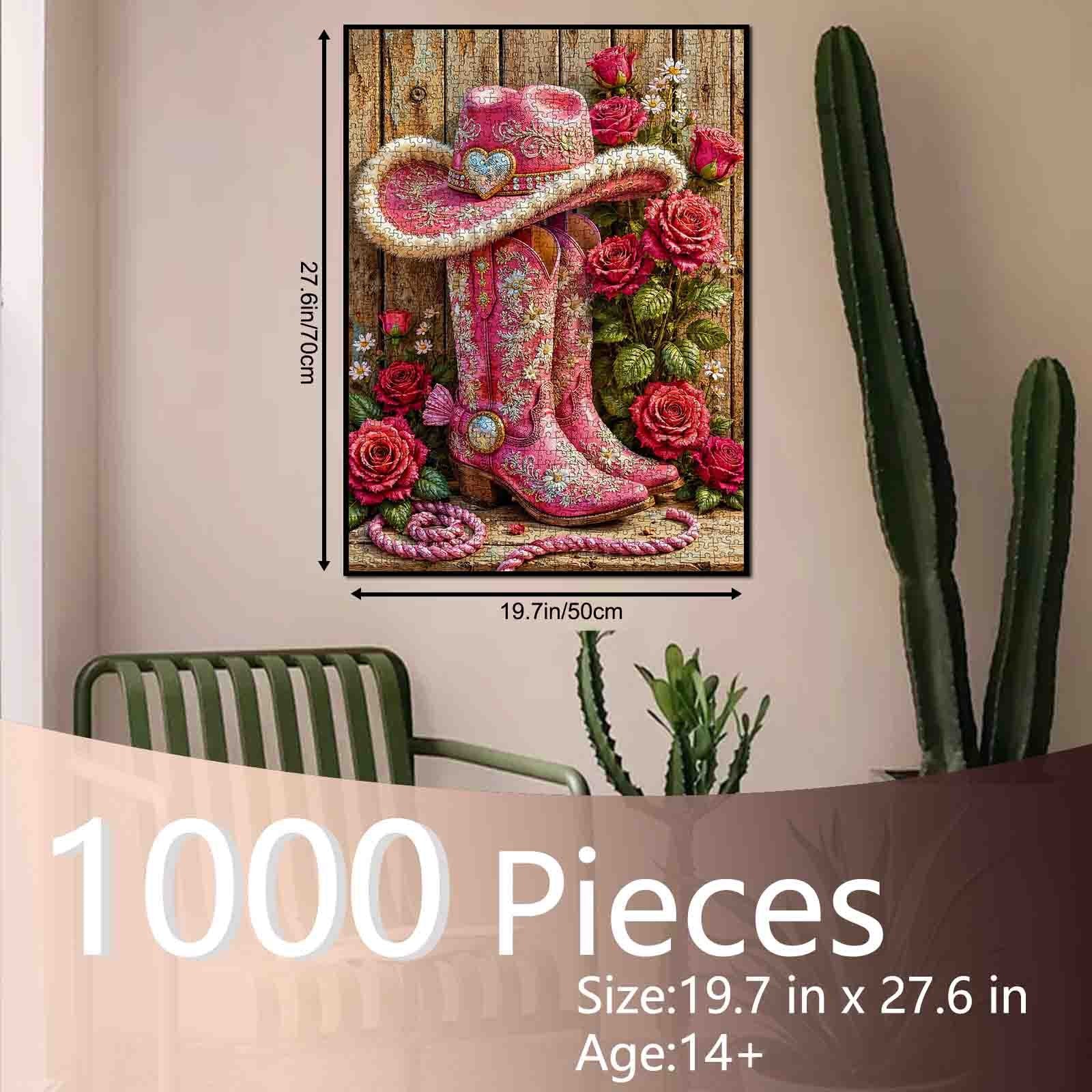 tucocoo-pink-cowgirl-boots-roses-puzzle-1000-teile-rosa image 5