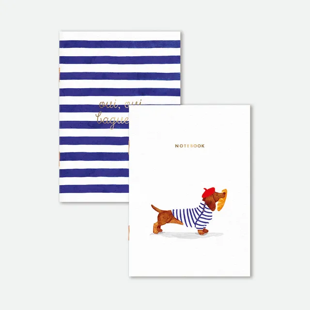 all-the-ways-to-say-oui-baguette-pocket-notebook-a6-duo-blanko image 1