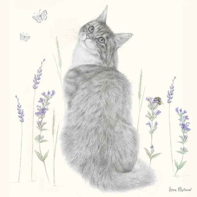 otter-house-quayside-gallery-cat-amongst-flowers-gru-karte-katze image 1