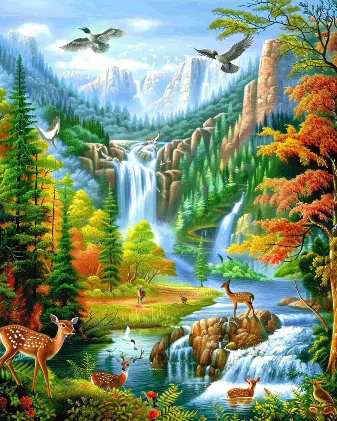 tucocoo-paint-by-numbers-forest-wildlife-malset-40x50-landschaft image 2