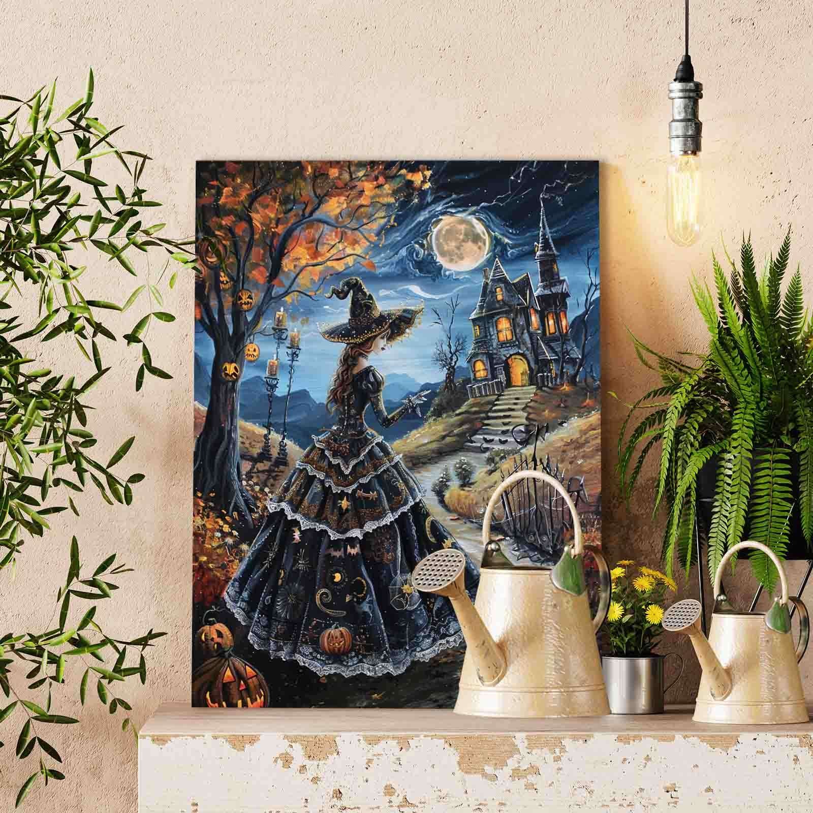 tucocoo-paint-by-numbers-witch-under-moonlight-mansion-malen-nach-zahlen image 2