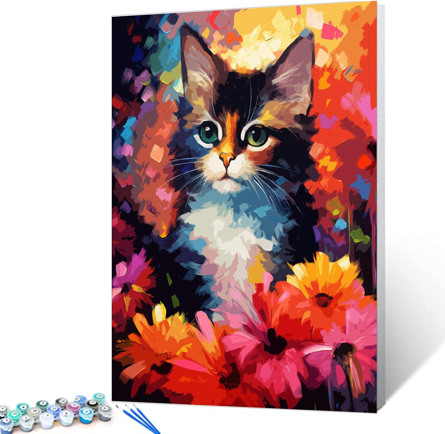 tucocoo-paint-by-numbers-katze-mit-blumen-malen-nach-zahlen-40x50 image 1