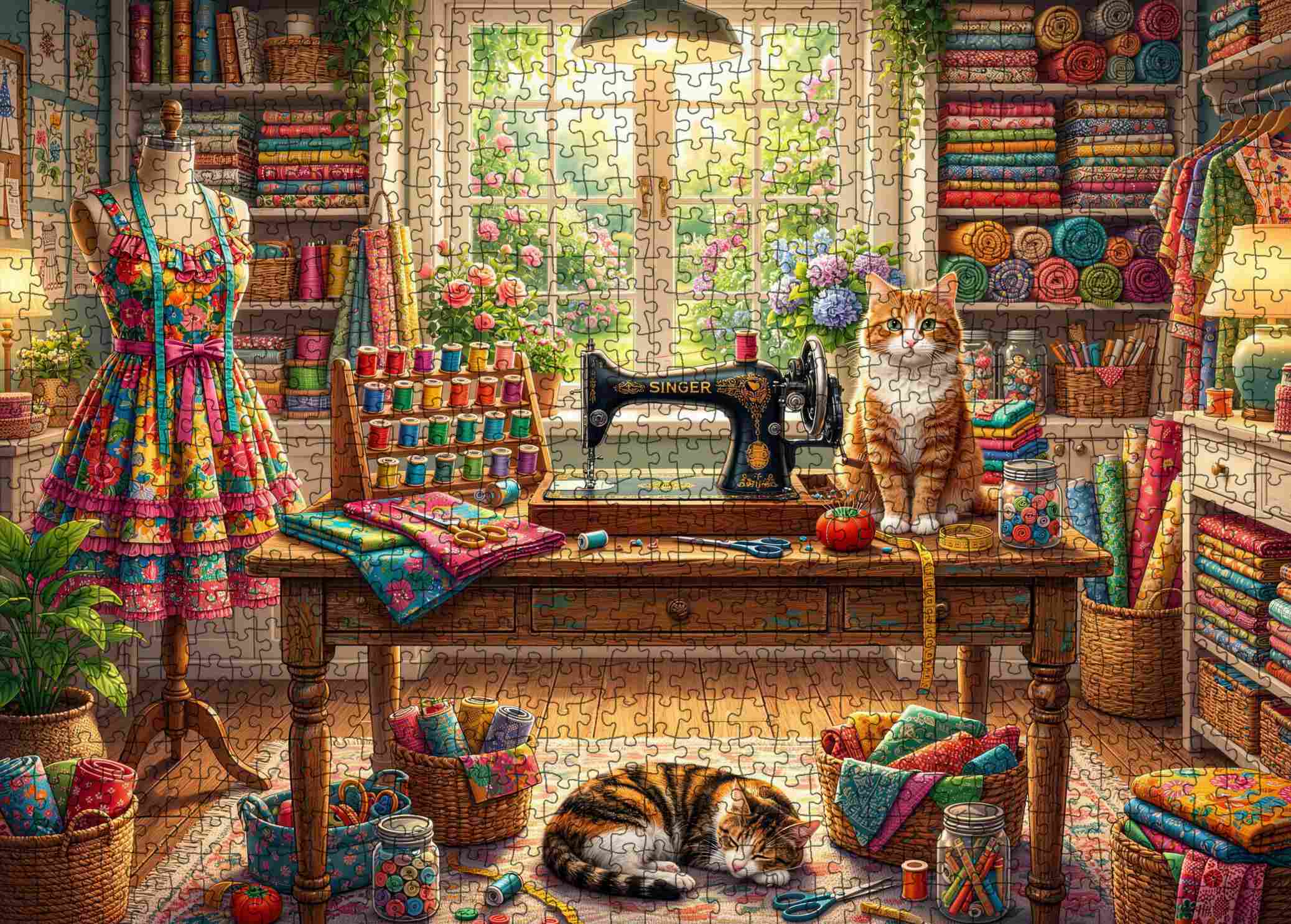tucocoo-jigsaw-puzzles-cozy-sewing-studio-cats-puzzle-1000-teile image 2