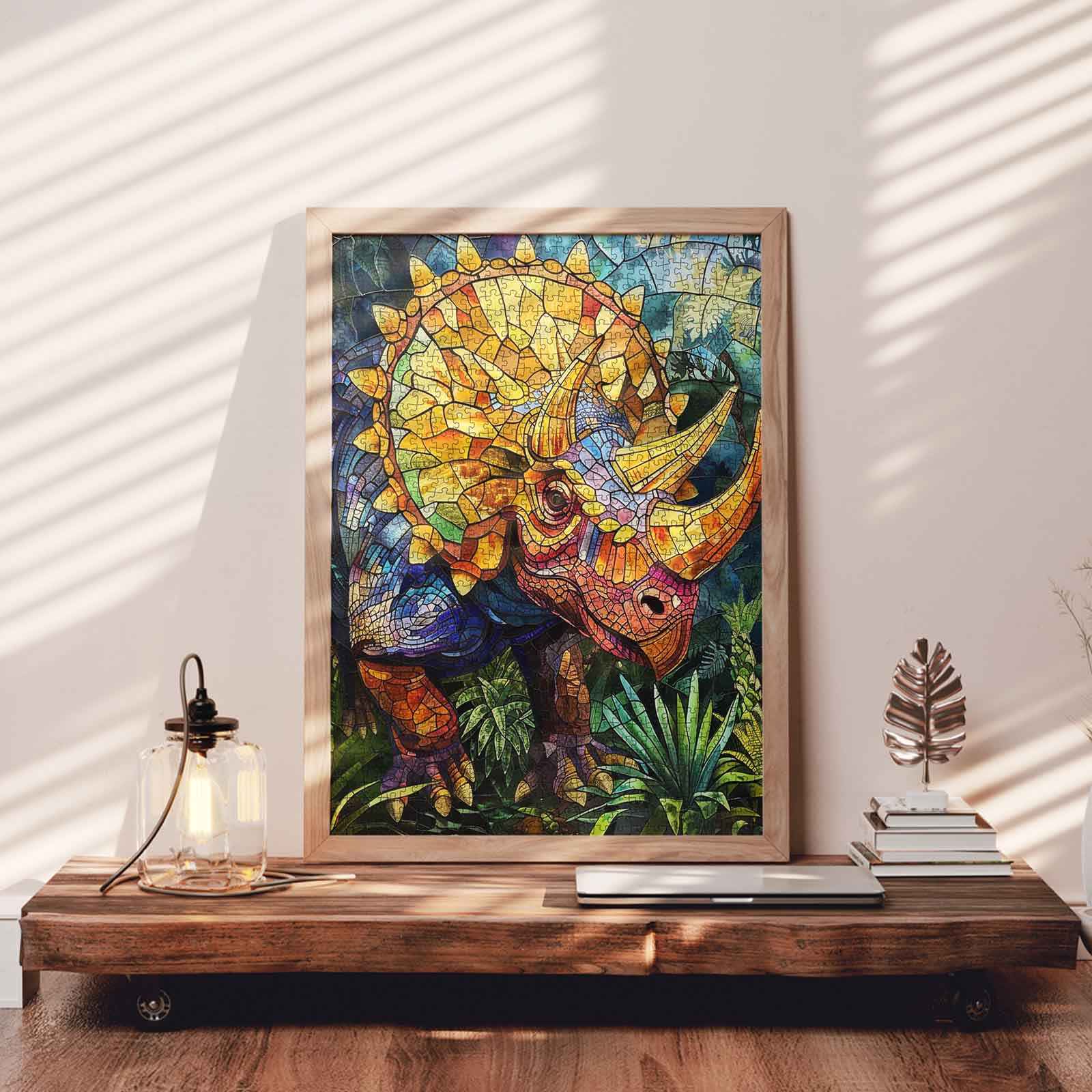 tucocoo-jigsaw-triceratops-dinosaur-stained-glass-puzzle-1000-teile image 3