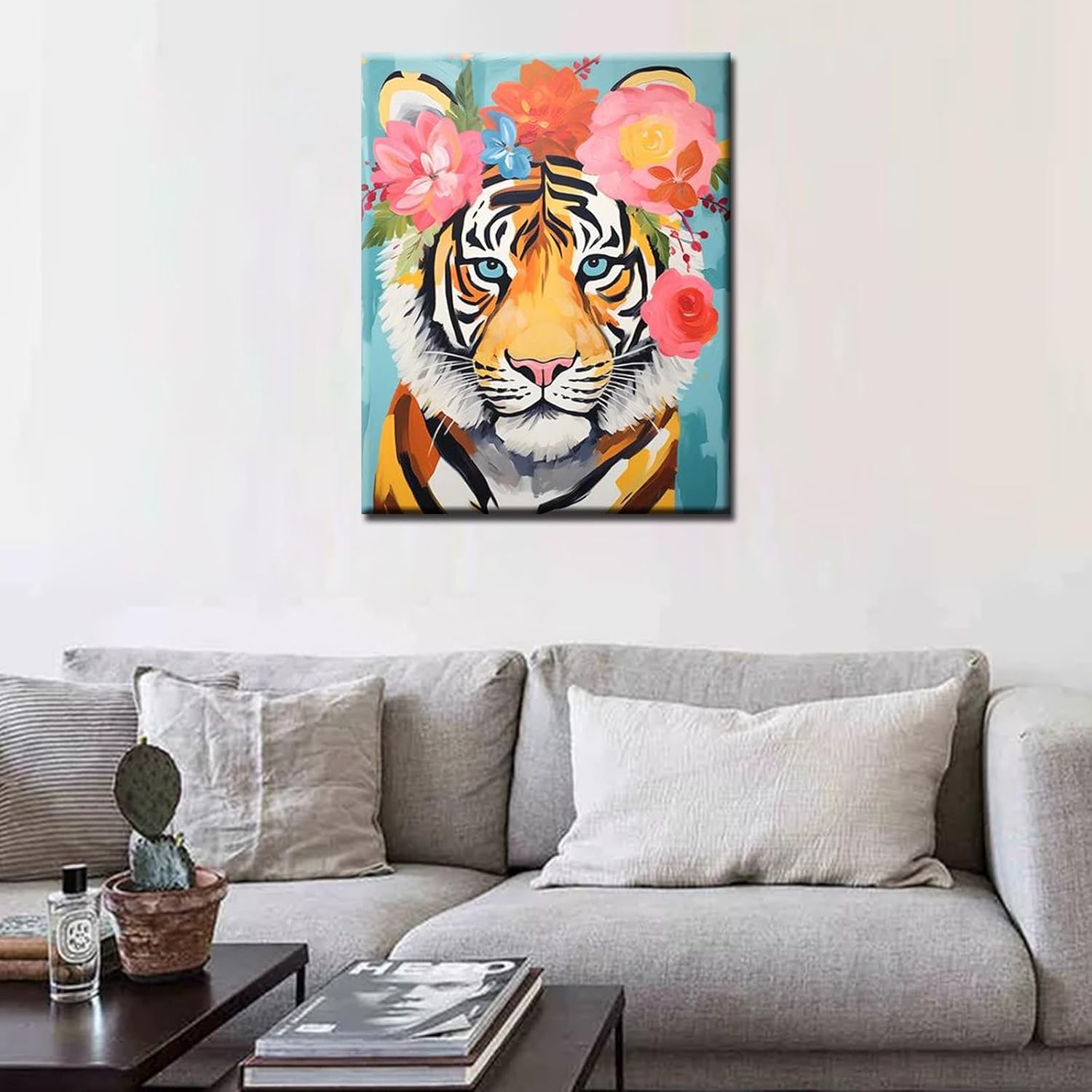 tucocoo-paint-by-numbers-tiger-blumenkranz-malset-40x50 image 3
