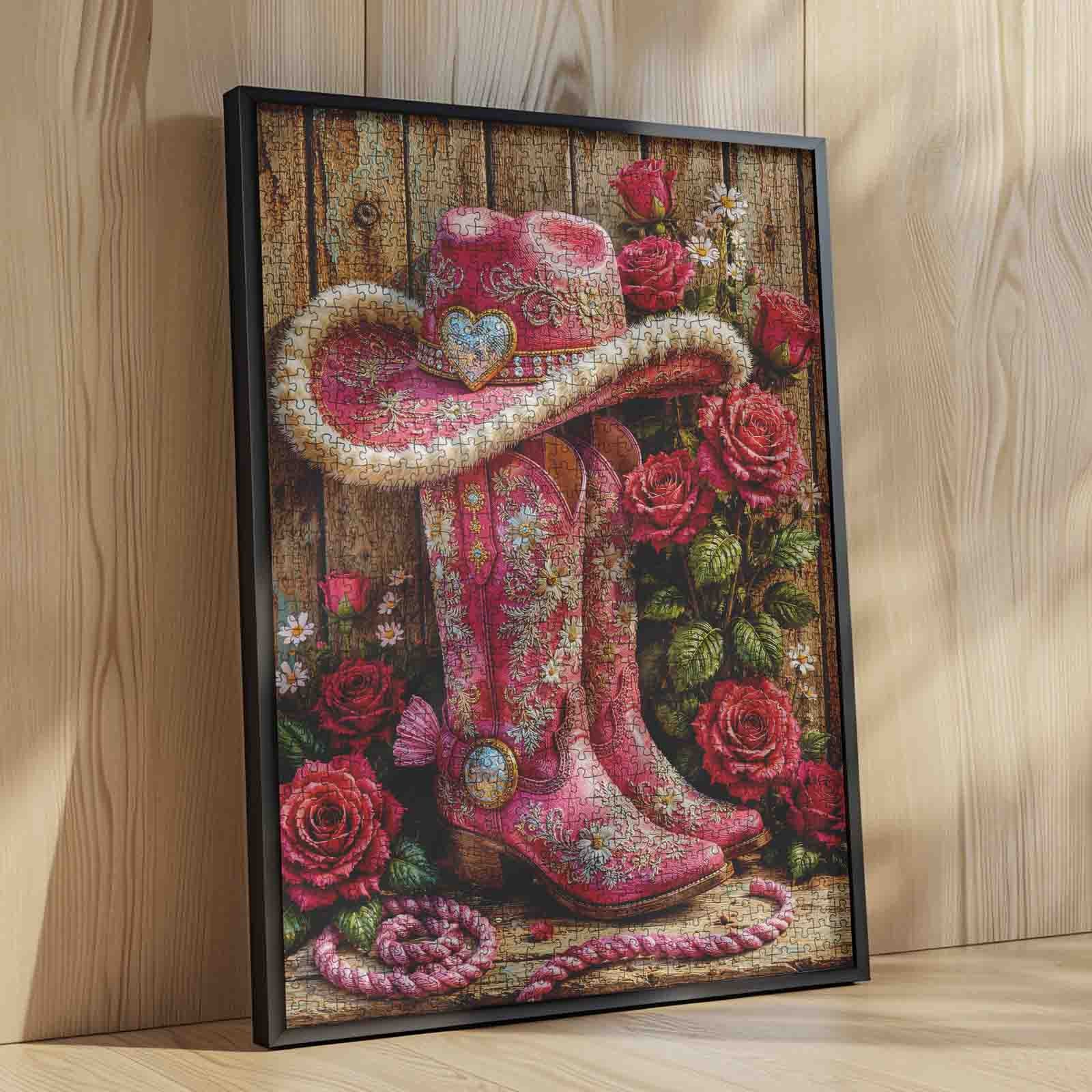 tucocoo-pink-cowgirl-boots-roses-puzzle-1000-teile-rosa image 4