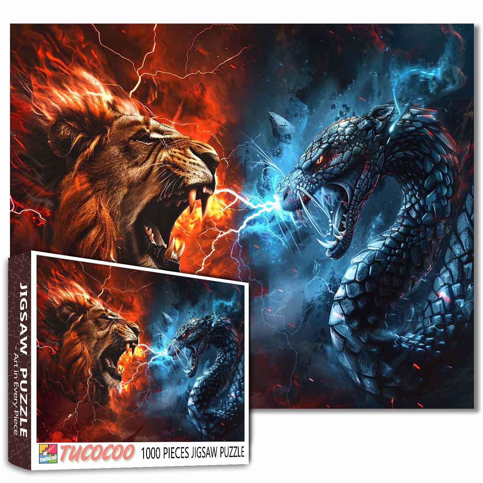 tucocoo-jigsaw-puzzles-lion-vs-snake-puzzle-1000-teile-l-we image 1