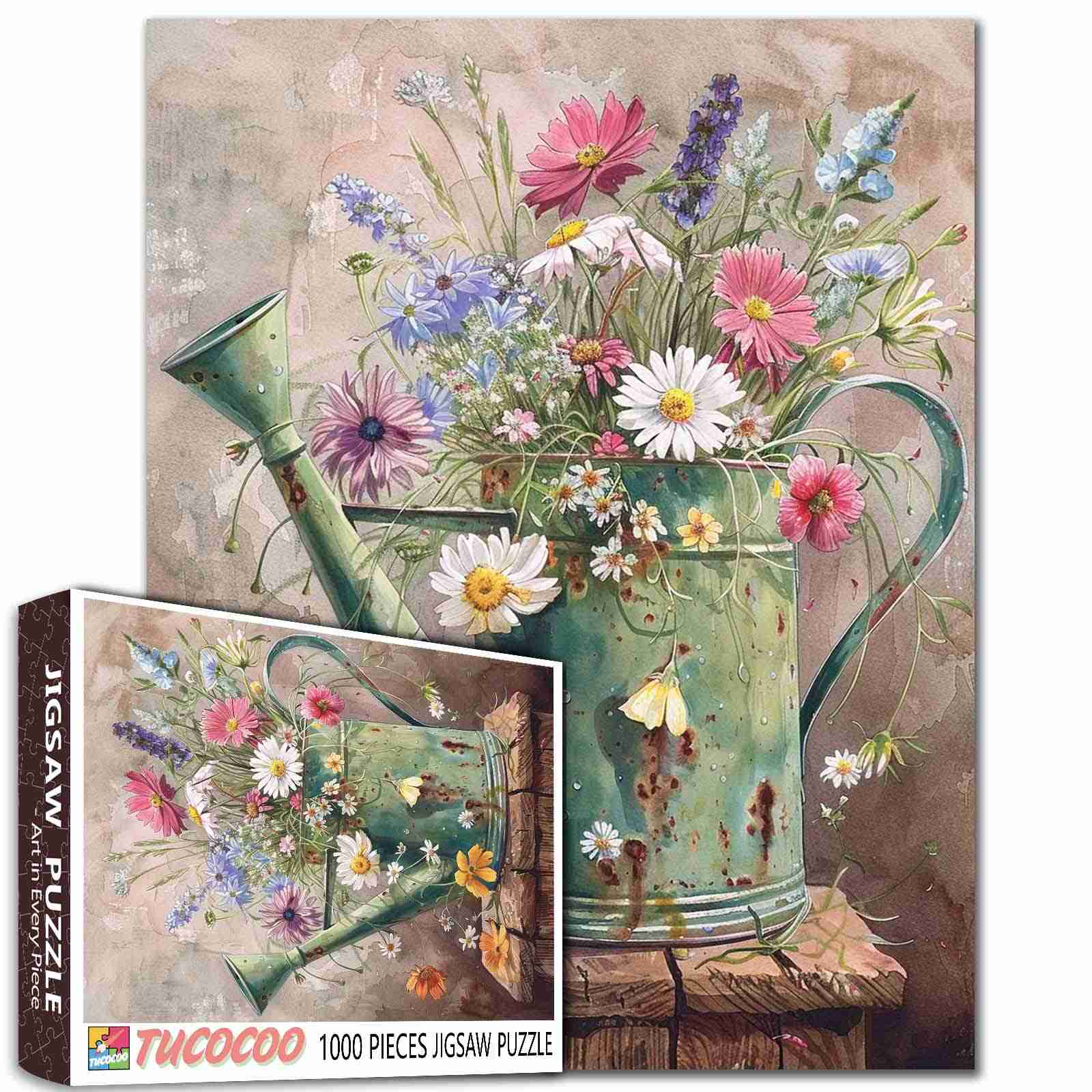 tucocoo-wildflower-watering-can-puzzle-1000-teile-blumen image 1