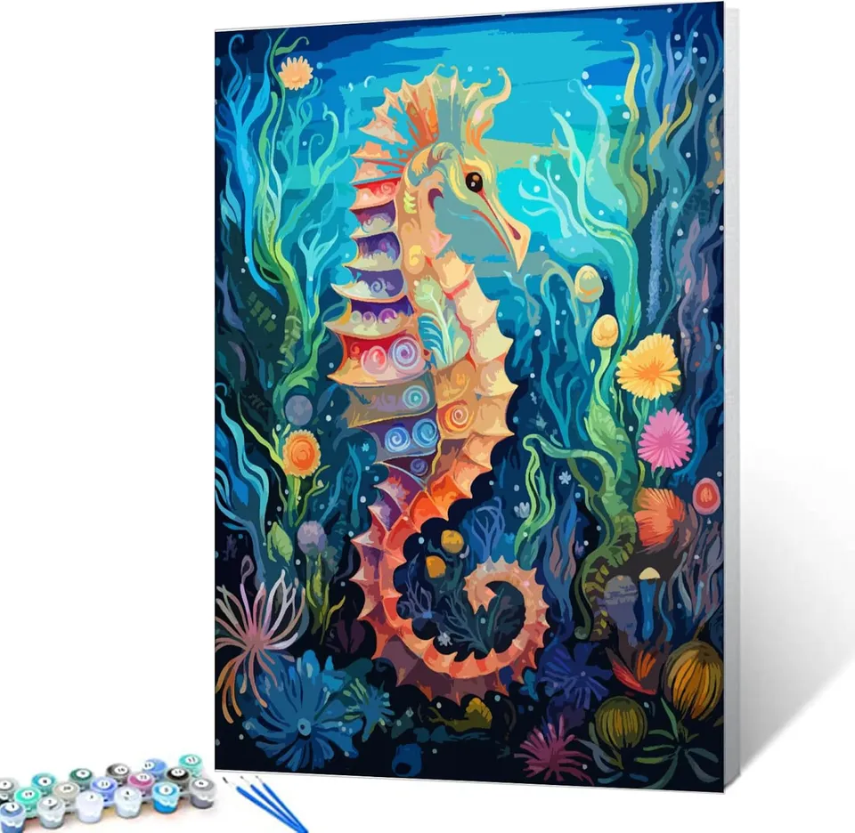 tucocoo-fancy-sea-horse-malen-nach-zahlen-40x50 image 1