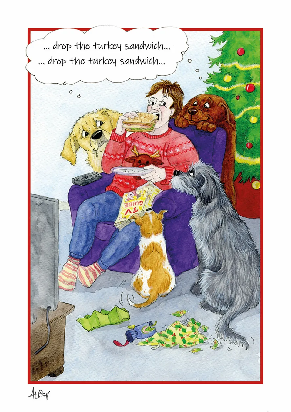 otter-house-alison-s-animals-weihnachtskarte-drop-the-turkey image 1