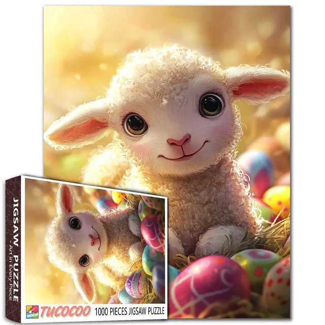 tucocoo-easter-lamb-and-colorful-eggs-puzzle-1000-teile-ostern image 1