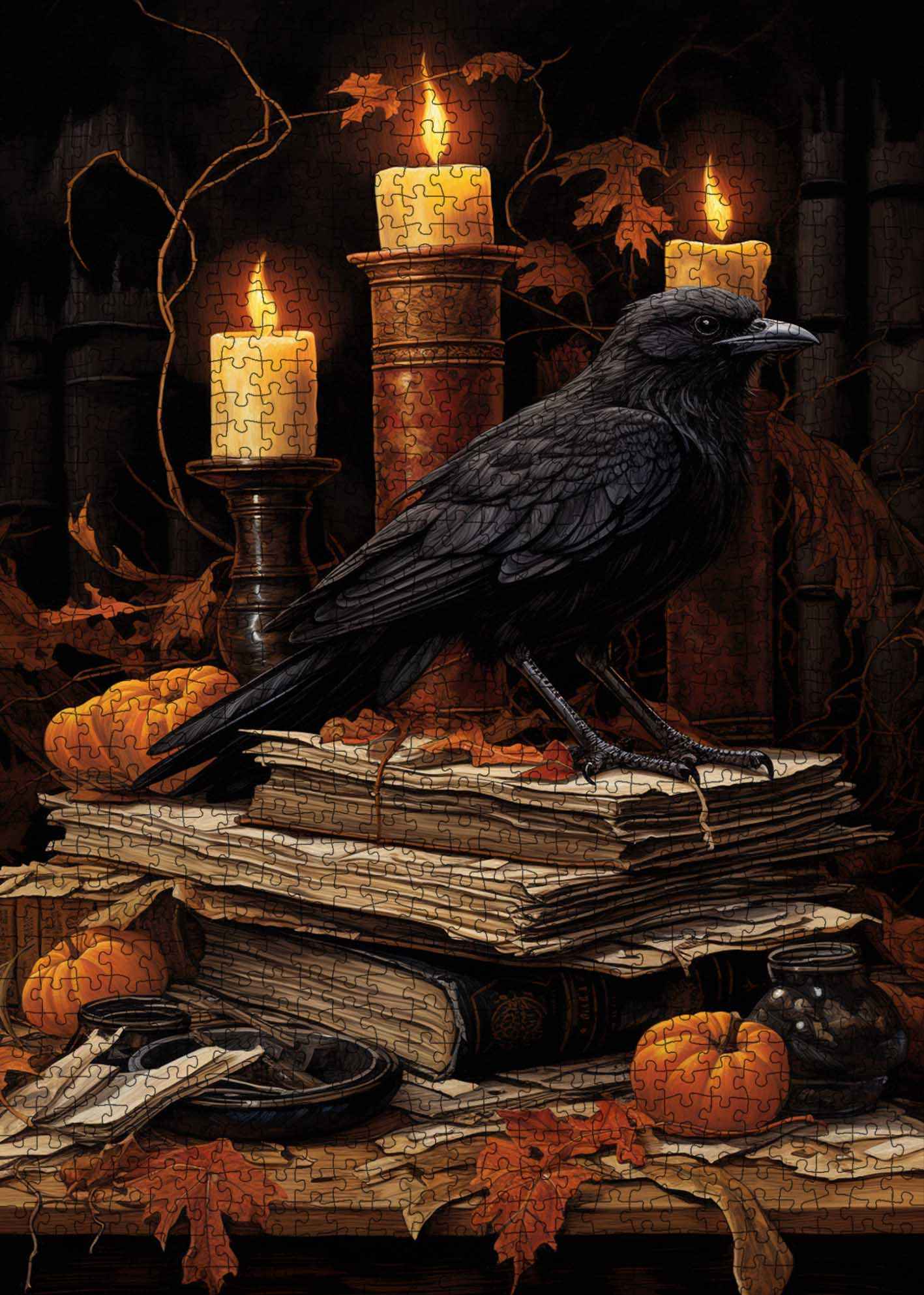 tucocoo-raven-candlelight-puzzle-1000-teile-gothic image 2