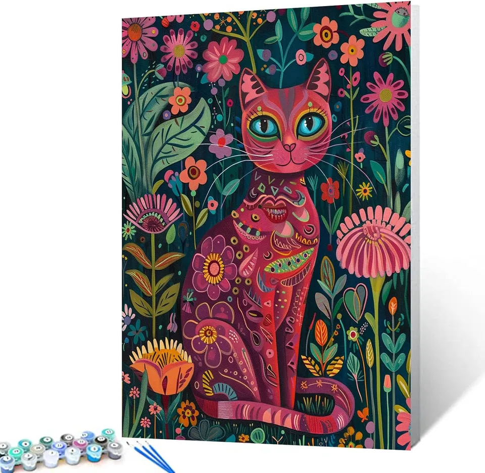 tucocoo-floral-red-cat-malen-nach-zahlen-40x50-cm-ohne-rahmen image 1