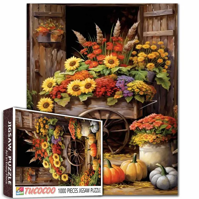 tucocoo-rustic-flower-cart-puzzle-1000-teile-blumenwagen image 1