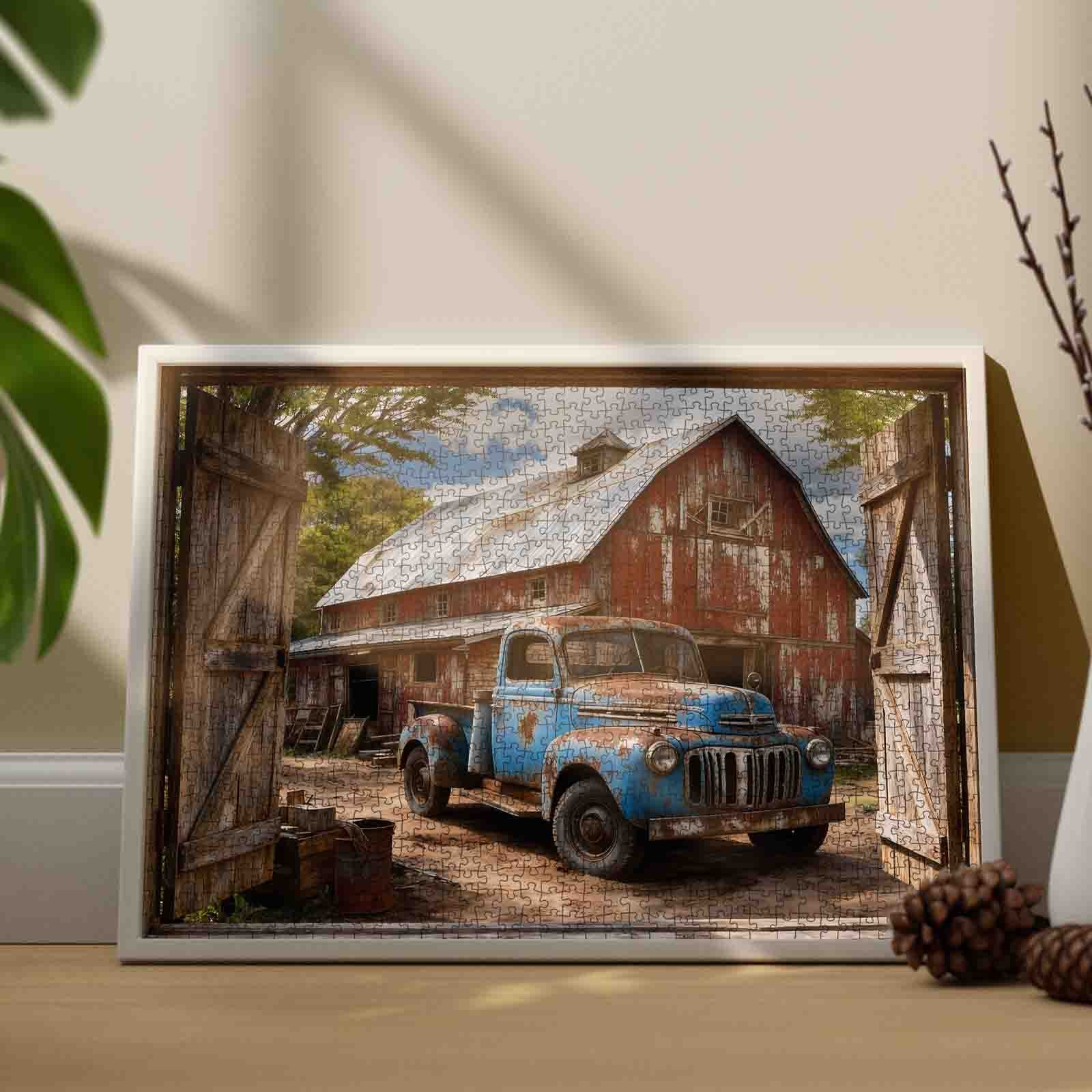tucocoo-vintage-blue-pickup-barnyard-puzzle-1000-teile-hof image 3