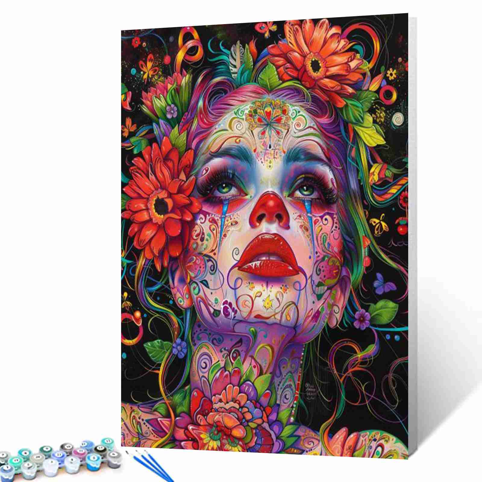 tucocoo-paint-by-numbers-floral-fantasy-woman-malset-40x50 image 1
