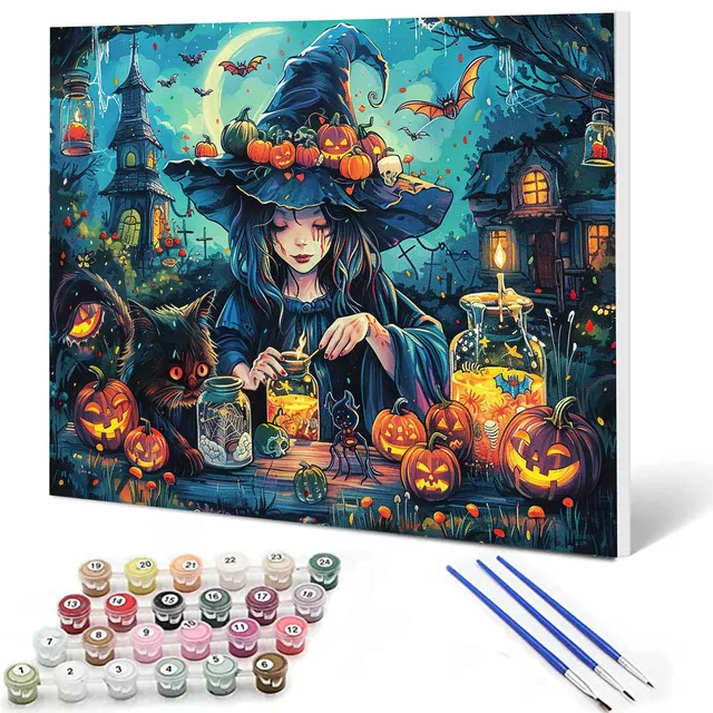 tucocoo-paint-by-numbers-black-witch-cat-malen-nach-zahlen-16x20 image 1