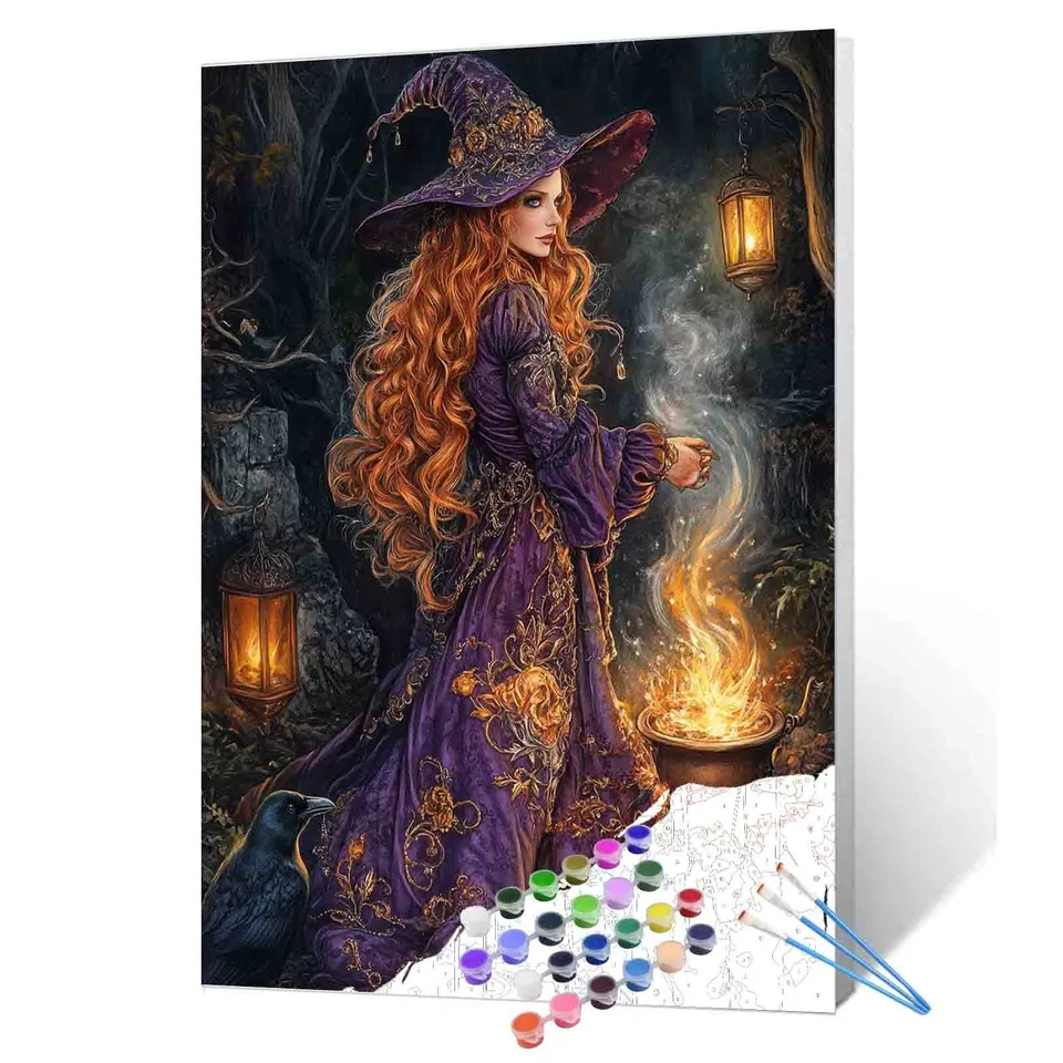 tucocoo-enchanted-witch-by-fire-malen-nach-zahlen-hexe-40x50 image 1