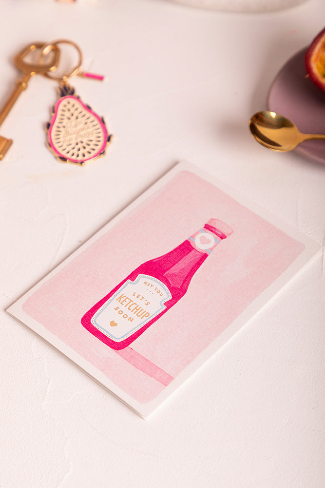 all-the-ways-to-say-ketchup-soon-gru-karte-goldfolie-a6-pink image 2