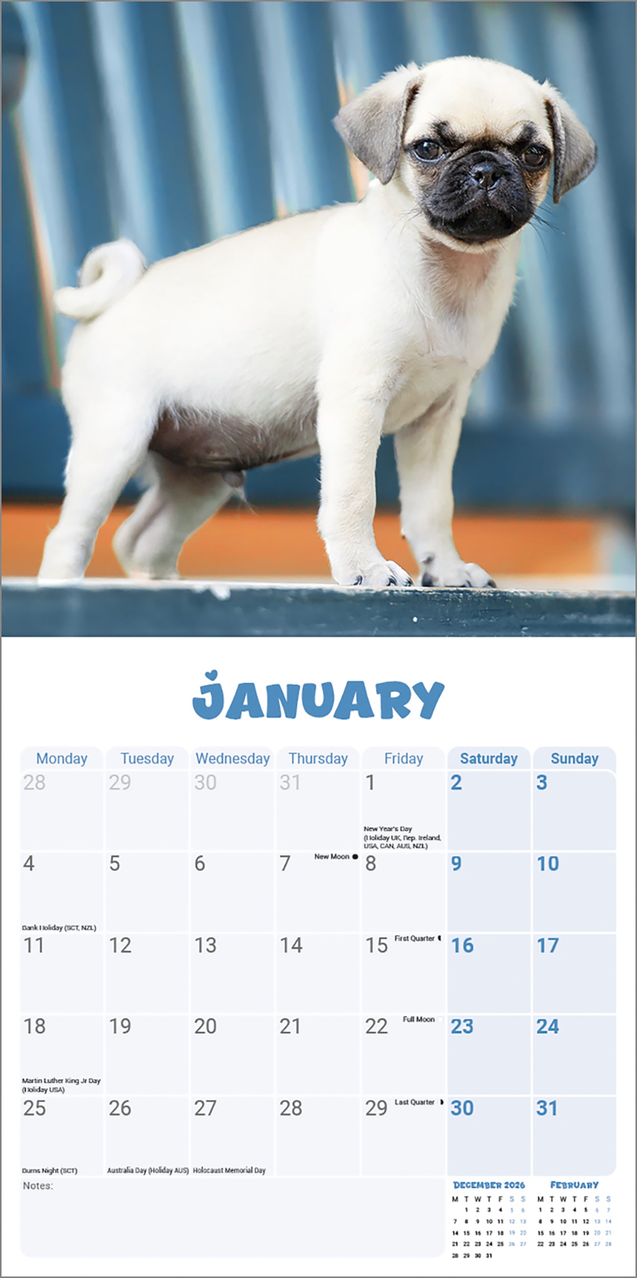 otter-house-pug-puppies-mini-calendar-2027-wandkalender-mops image 3