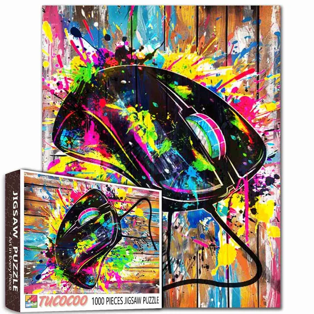 tucocoo-jigsaw-puzzles-graffiti-gaming-mouse-puzzle-1000-teile-neon image 1