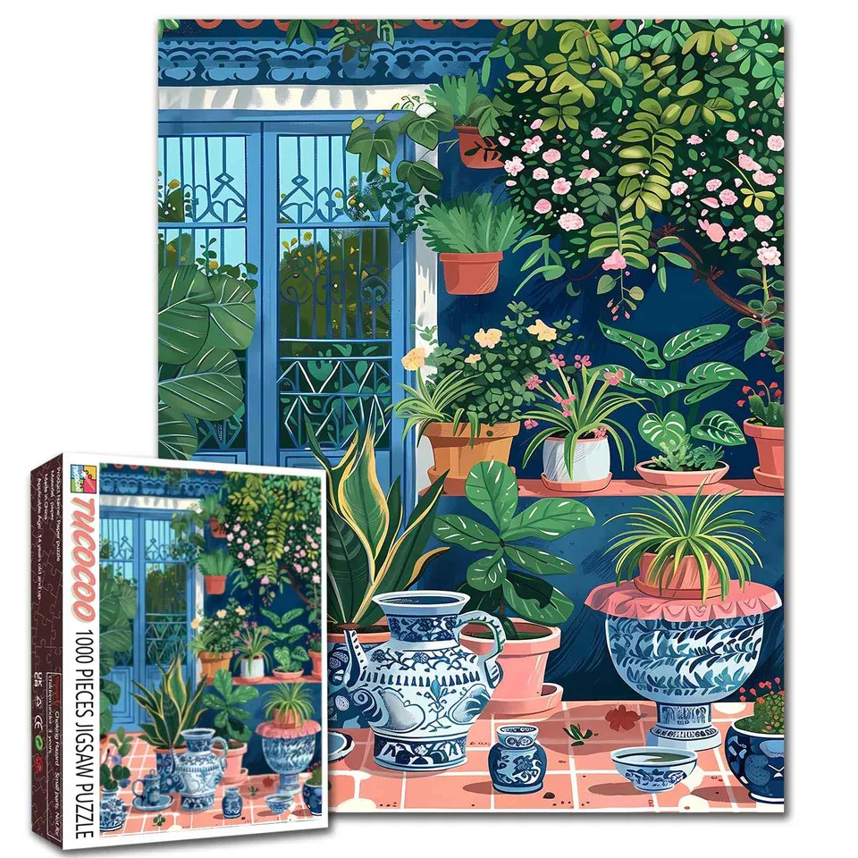 tucocoo-jigsaw-gartenterrasse-puzzle-1000-teile-blumen image 1