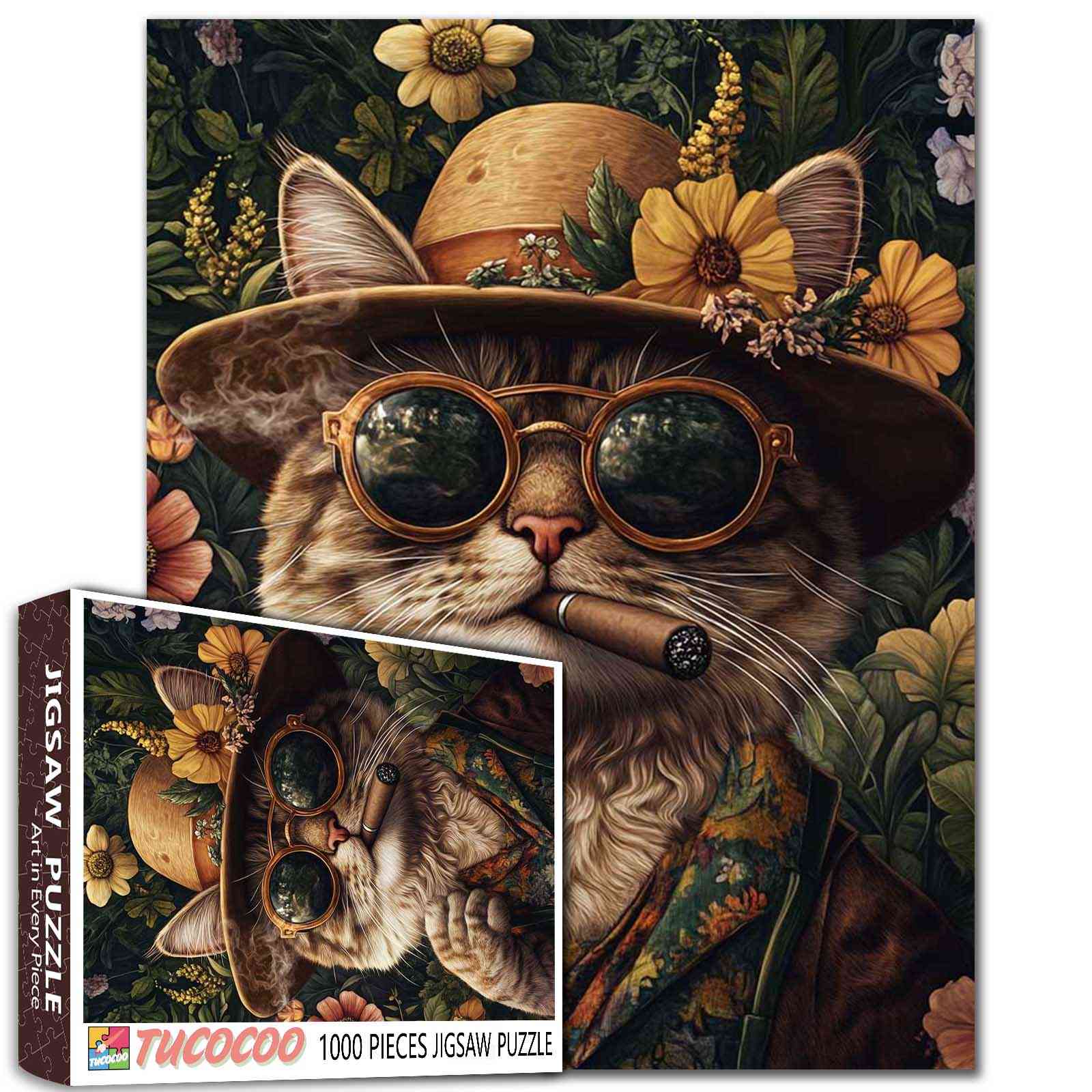 tucocoo-stylish-cat-with-hat-and-cigar-puzzle-1000-teile image 1