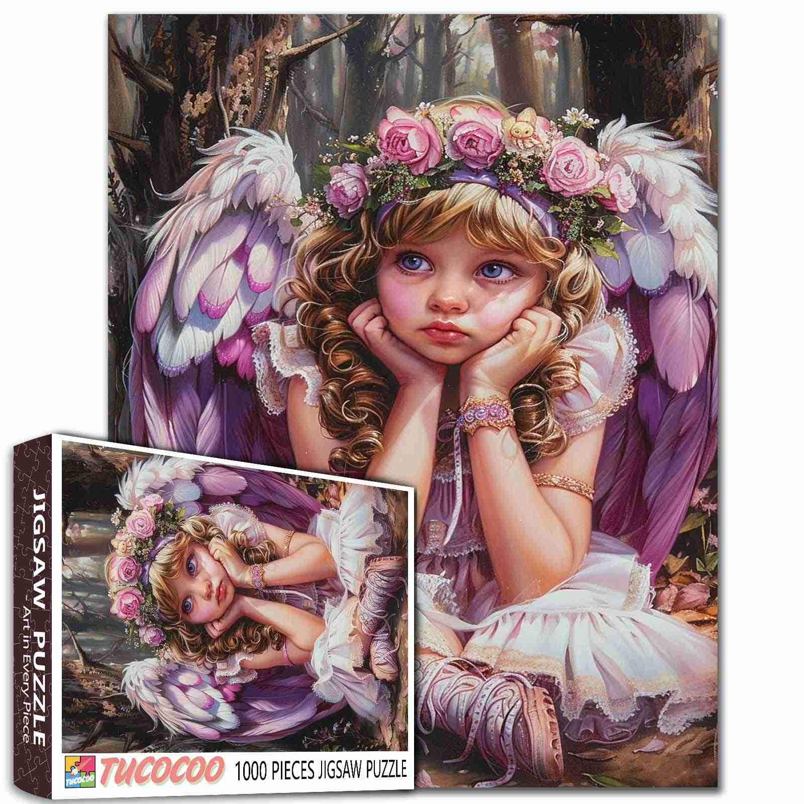 tucocoo-jigsaw-fairy-girl-puzzle-1000-teile-blumenkranz image 1