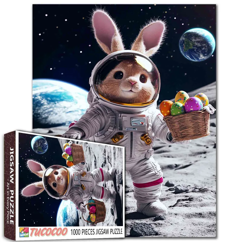 tucocoo-easter-bunny-on-the-moon-puzzle-1000-teile-ostern image 1