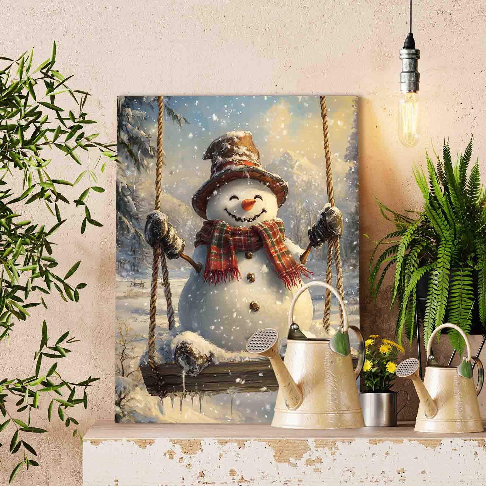 tucocoo-paint-by-numbers-snowman-on-swing-bild-40x50cm-winter image 2