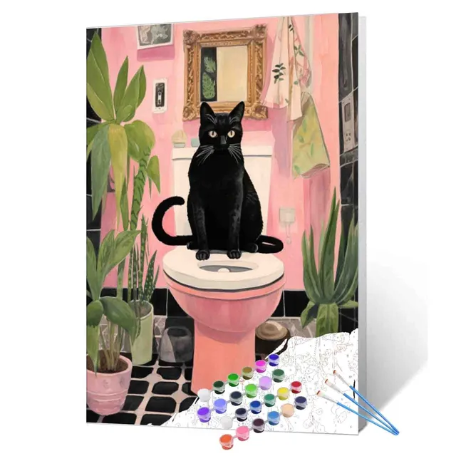 tucocoo-paint-by-numbers-black-cat-sit-on-toilet-malen-nach-zahlen-40x50 image 1