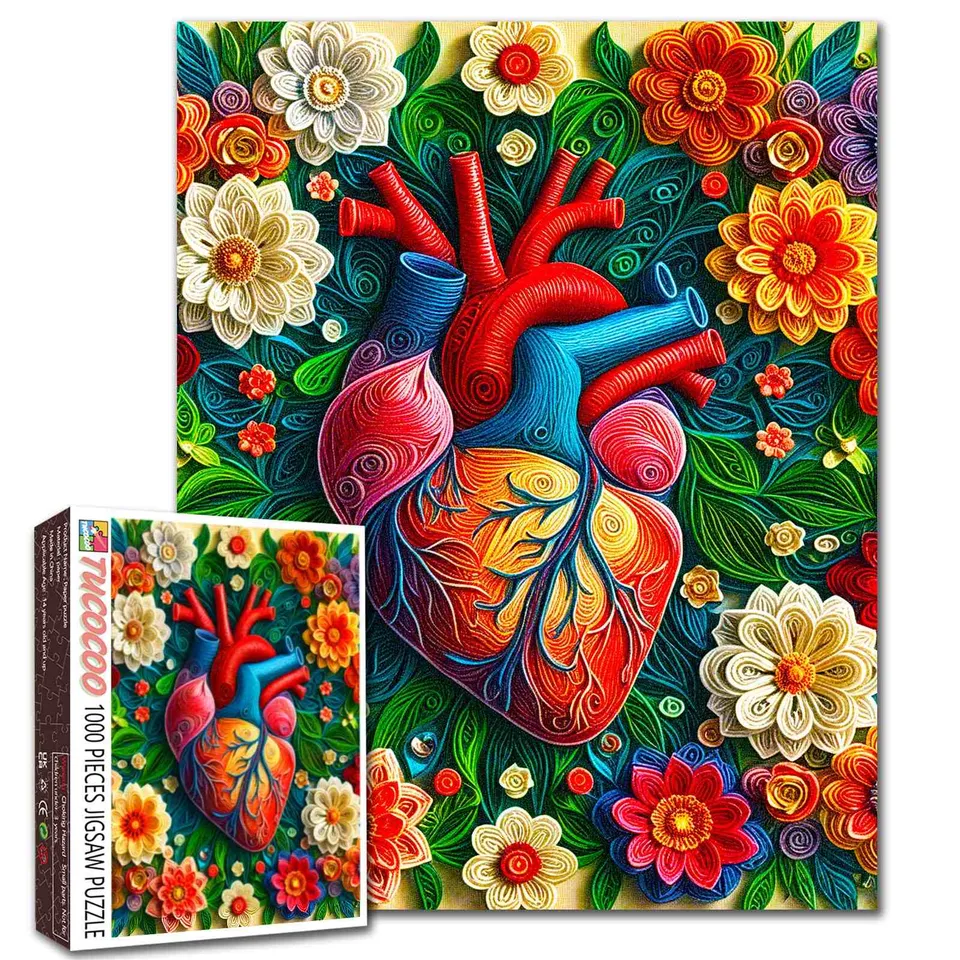 tucocoo-floral-anatomical-heart-puzzle-1000-teile-blumen image 1