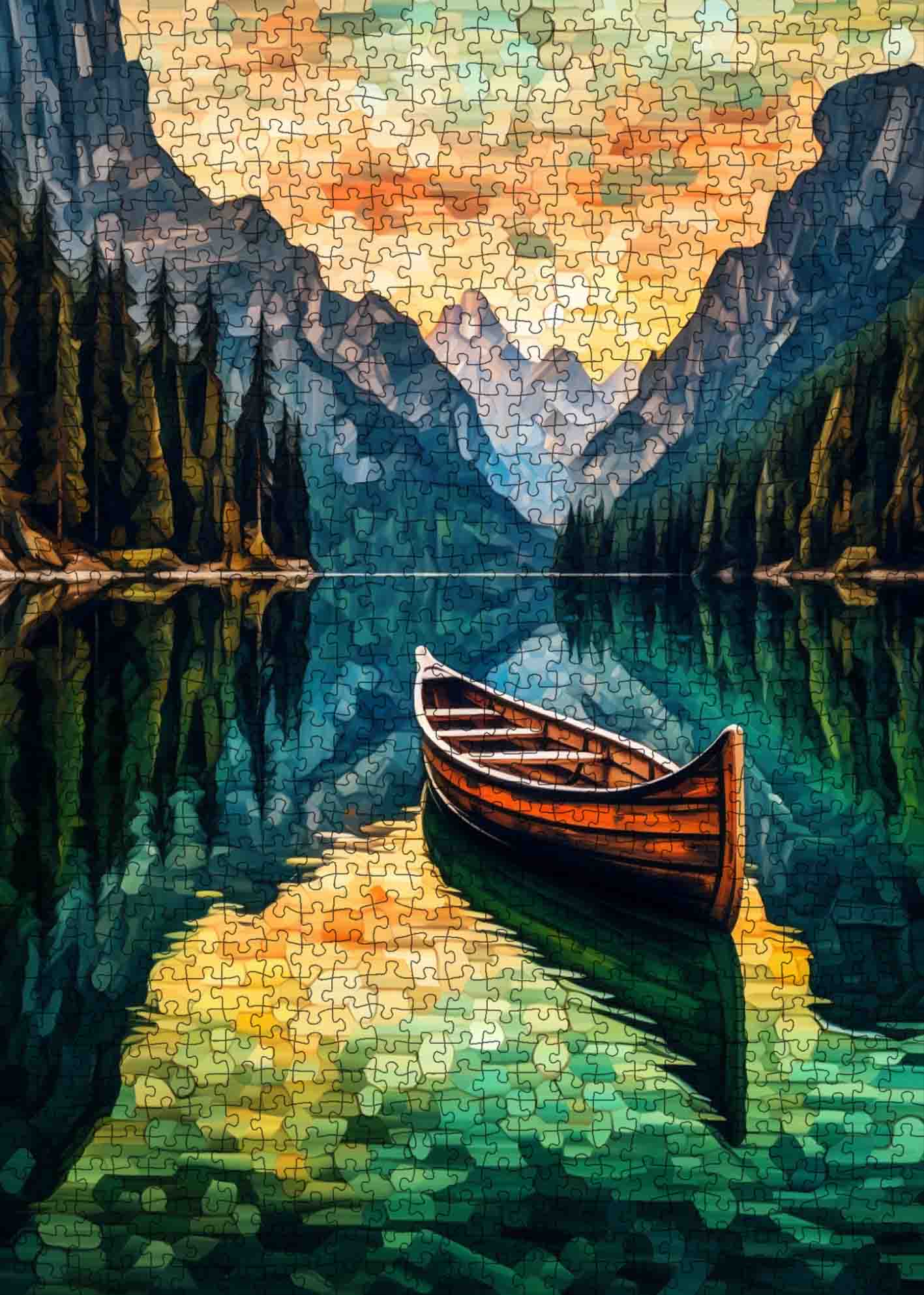 tucocoo-stained-glass-mountain-lake-puzzle-1000-teile image 2