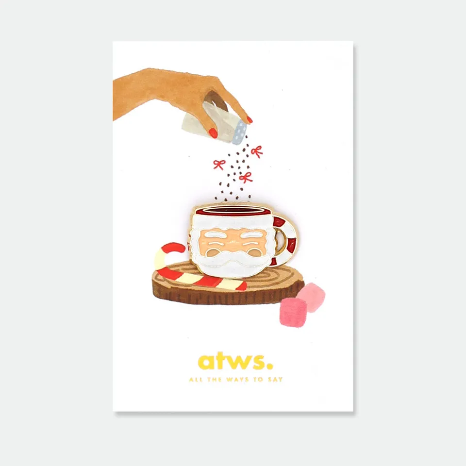 all-the-ways-to-say-santa-cup-pin-emaille-weihnachten-24-mm image 1