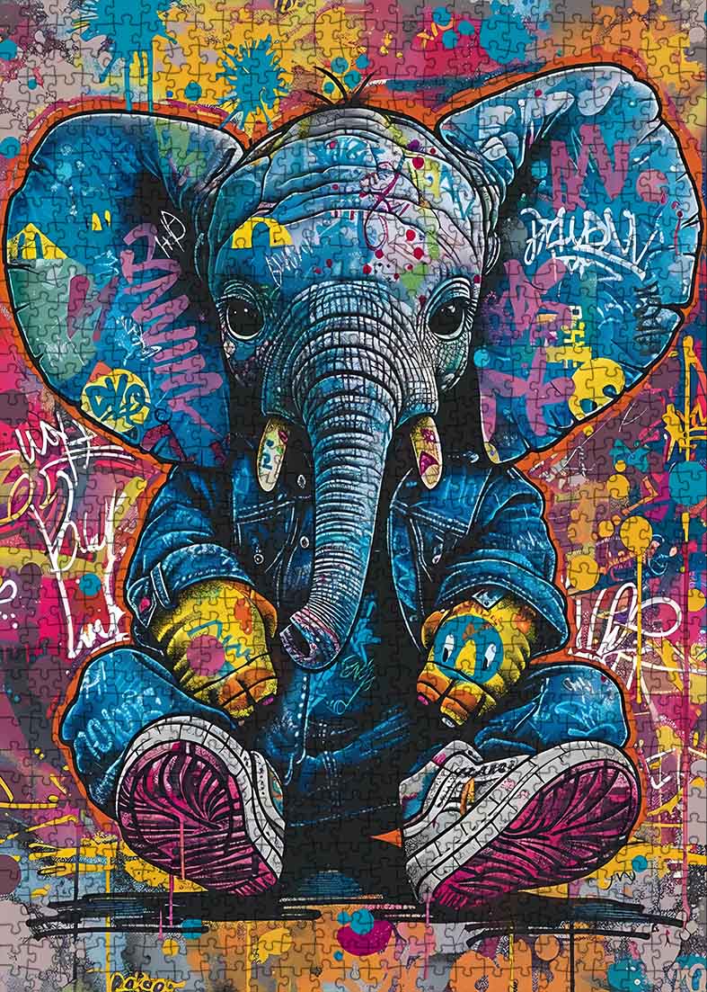 tucocoo-colorful-graffiti-elephant-puzzle-1000-teile-tiere image 2