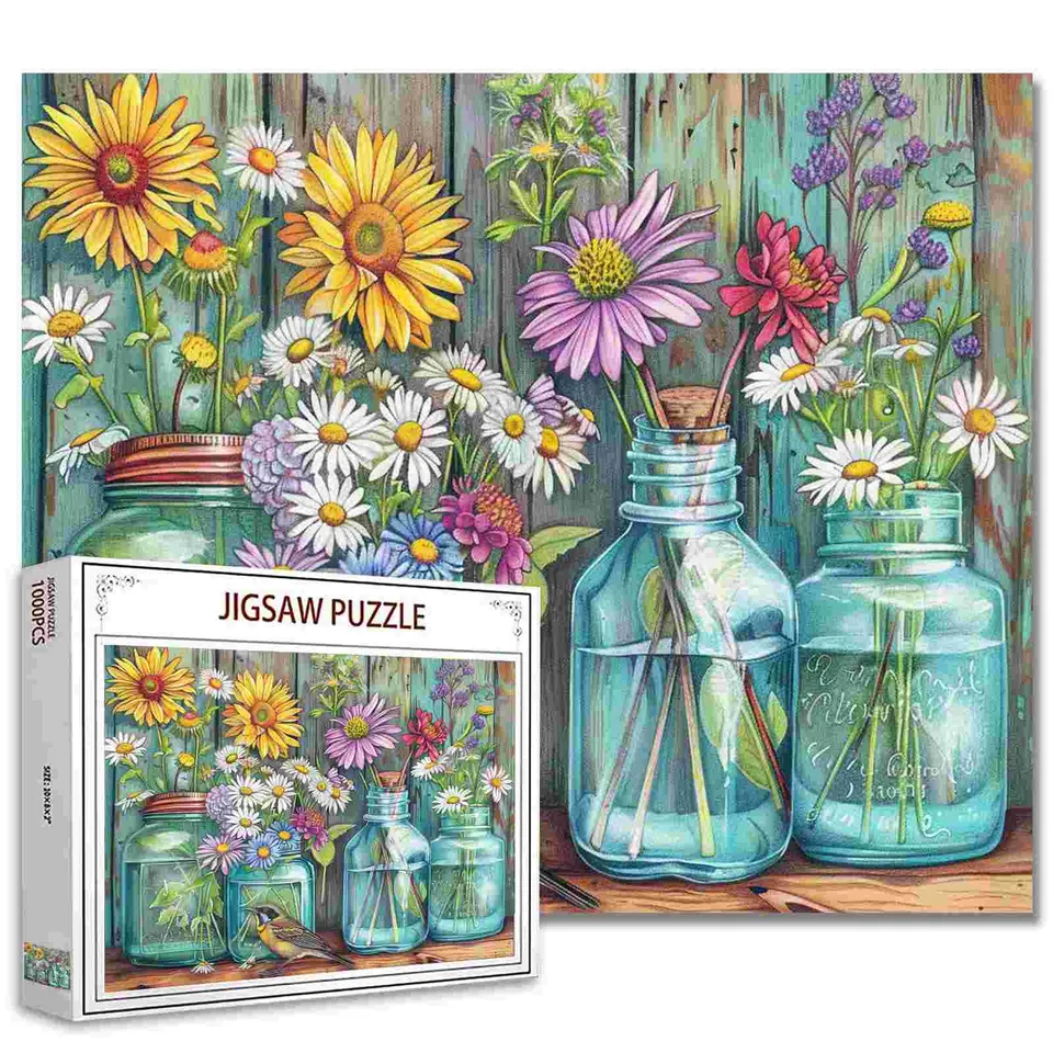 tucocoo-wildblumen-einmachglas-puzzle-1000-teile-blumen image 1