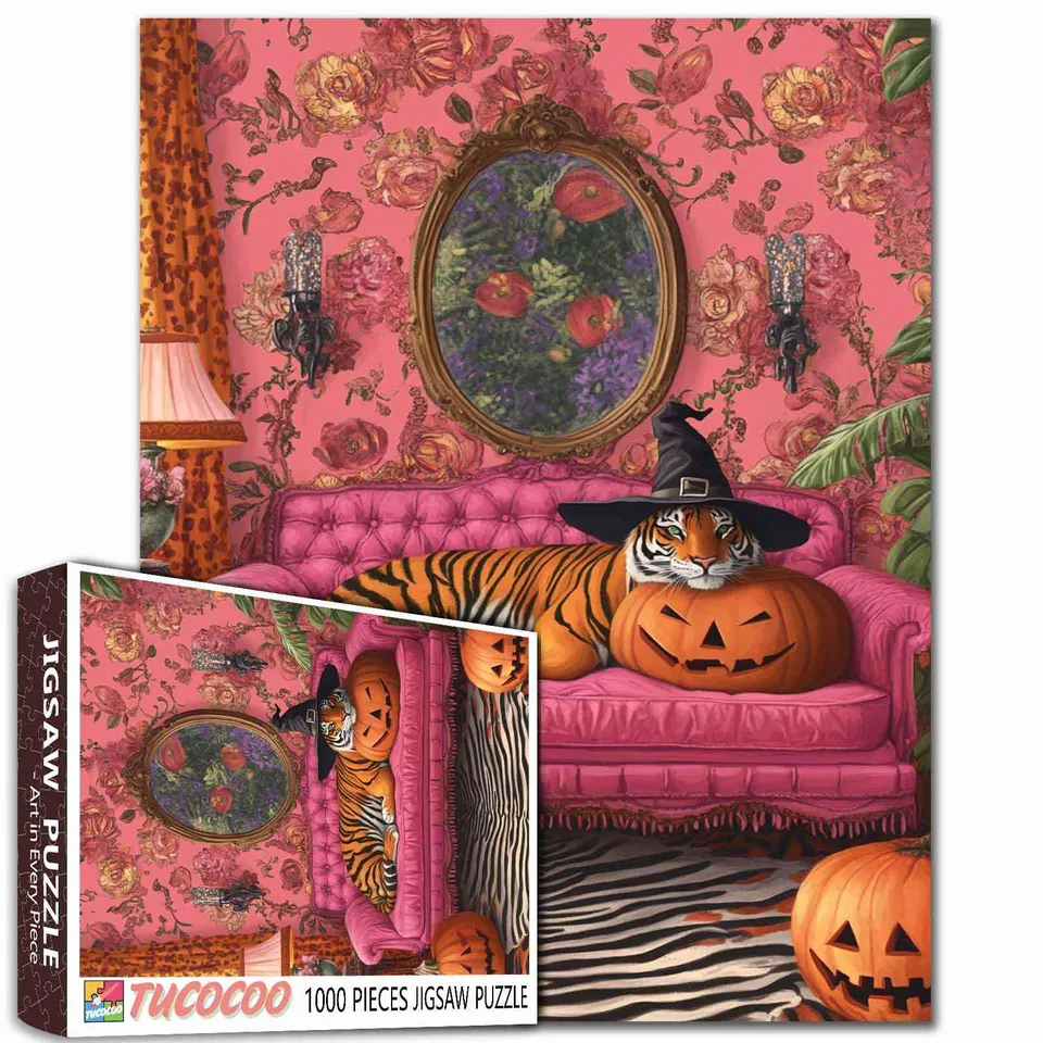 tucocoo-halloween-tiger-jigsaw-puzzle-1000-teile-sofa image 1