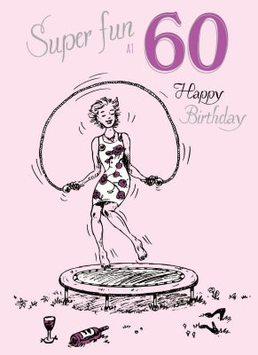 otter-house-young-at-heart-geburtstagskarte-60-frau-trampolin image 1